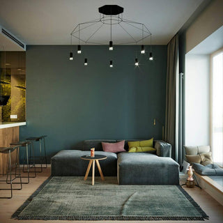 Lustra Suspension Géométrique en Fil Noir LED