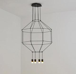 Lustra Suspension Géométrique en Fil Noir LED