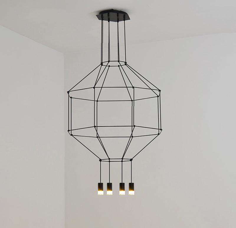Quineira Suspension Géométrique en Fil Noir LED
