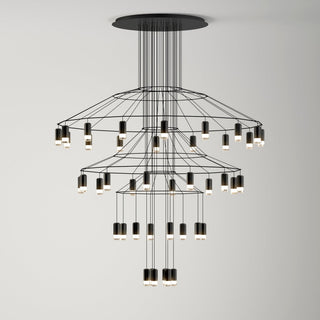 Lustra Lustre Lignes Noir Structure Métallique LED