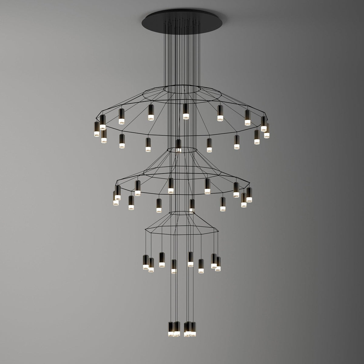 Soloris Lustre Lignes Noir Structure Métallique LED