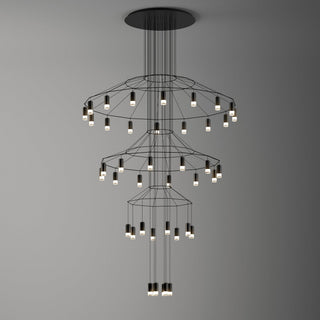 Lustra Lustre Lignes Noir Structure Métallique LED