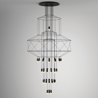 Lustra Lustre Lignes Noir Structure Métallique LED