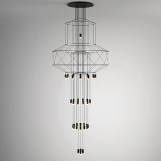 Lustra Lustre Lignes Noir Structure Métallique LED