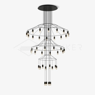 Lustra Lustre Lignes Noir Structure Métallique LED