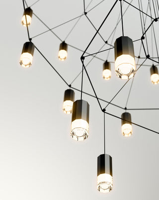Lustra Lustre Lignes Noir Structure Métallique LED