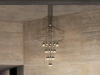 Lustra Lustre Lignes Noir Structure Métallique LED