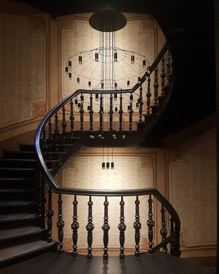 Lustra Lustre Lignes Noir Structure Métallique LED