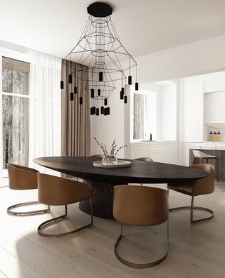 Lustra Lustre Lignes Noir Structure Métallique LED