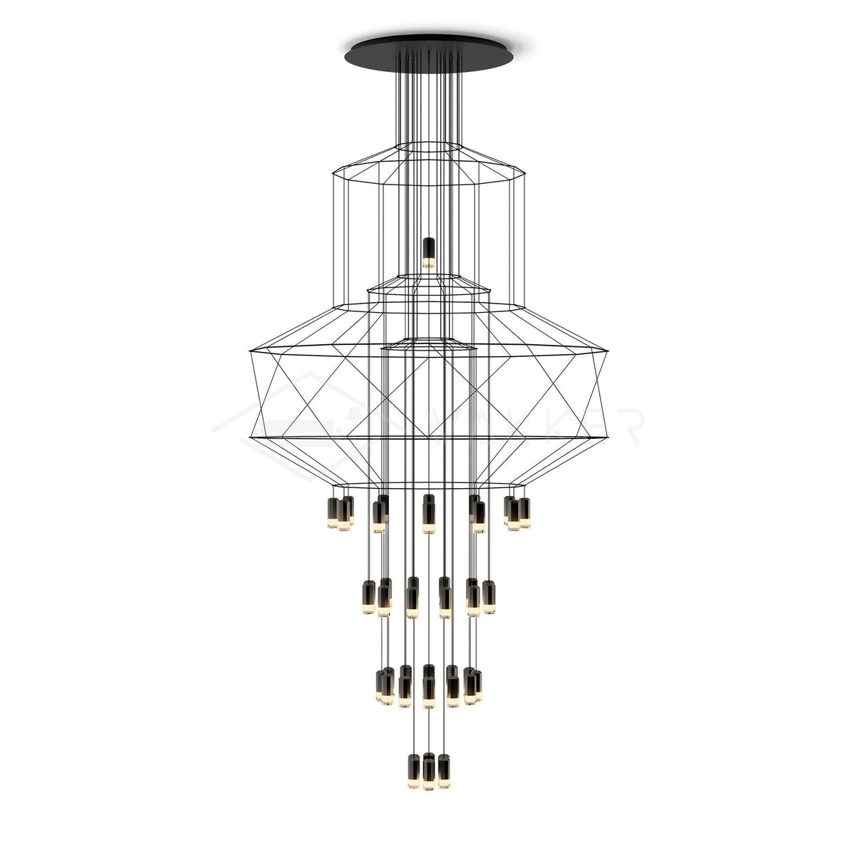 Soloris Lustre Lignes Noir Structure Métallique LED
