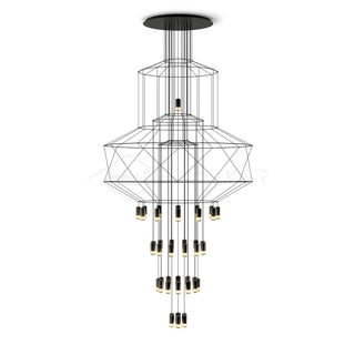 Lustra Lustre Lignes Noir Structure Métallique LED