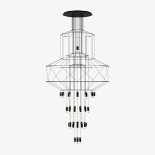 Lustra Lustre Lignes Noir Structure Métallique LED