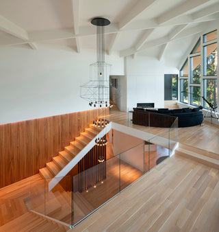 Lustra Lustre Lignes Noir Structure Métallique LED