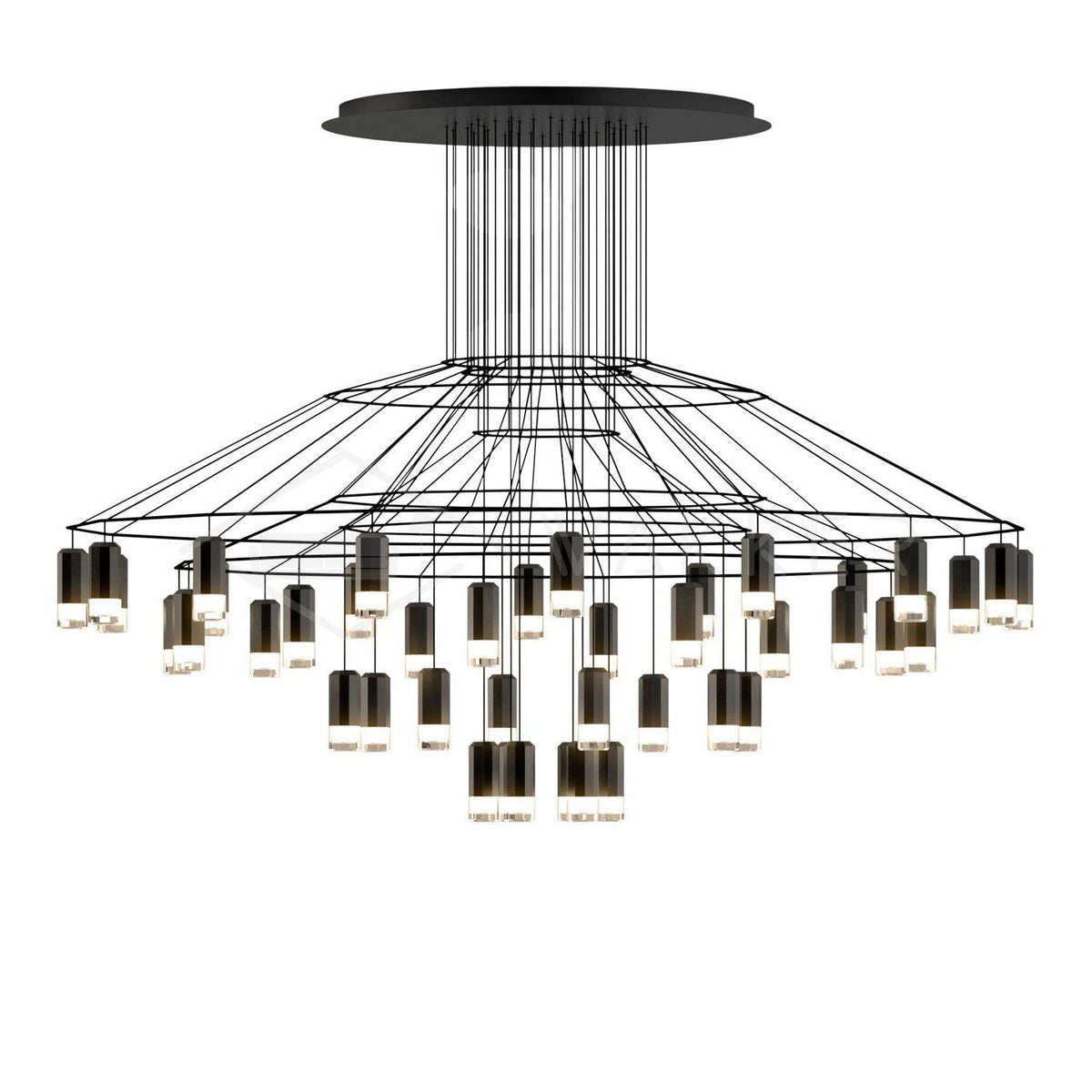 Soloris Lustre Lignes Noir Structure Métallique LED