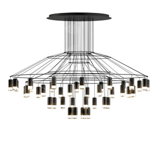 Lustra Lustre Lignes Noir Structure Métallique LED