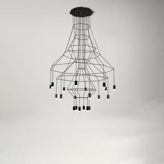 Lustra Lustre Lignes Noir Structure Métallique LED