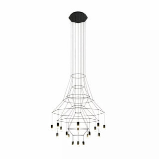 Lustra Lustre Lignes Noir Structure Métallique LED