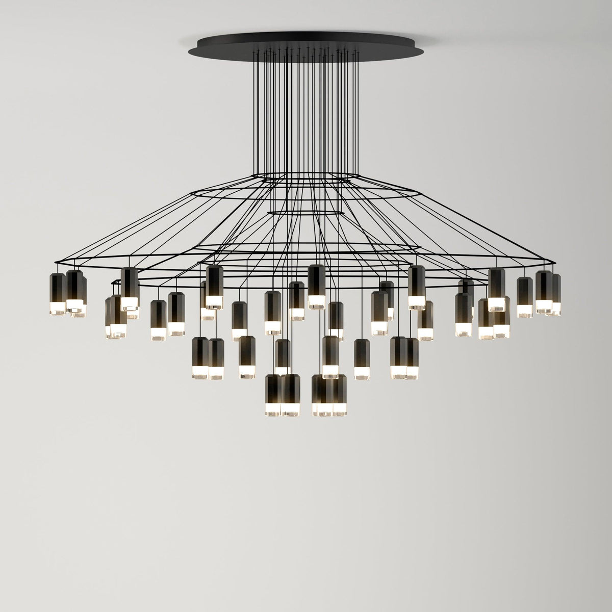 Soloris Lustre Lignes Noir Structure Métallique LED