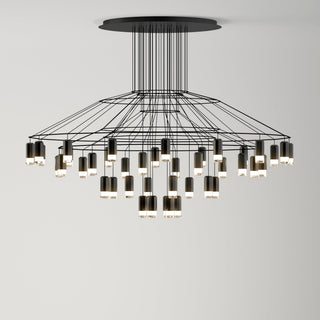 Lustra Lustre Lignes Noir Structure Métallique LED