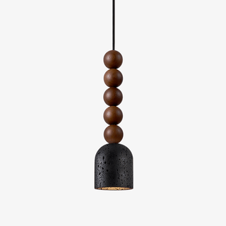 Wood Bead Travertine Pendant Light-Neutral Decor