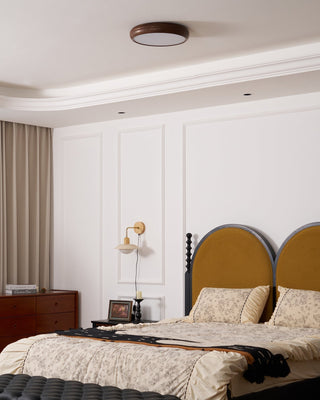 Solara Plafonnier rond en acrylique effet bois