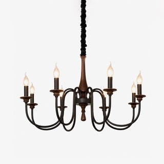 Wood Iron Candle Chandelier-Neutral Decor