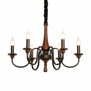 Wood Iron Candle Chandelier-Neutral Decor