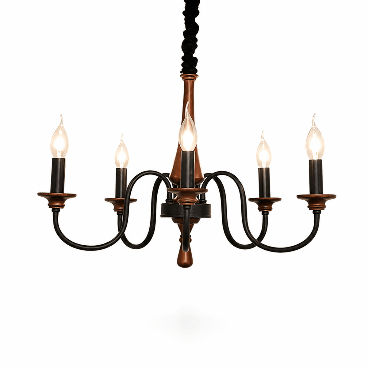 Wood Iron Candle Chandelier-Neutral Decor