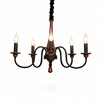 Wood Iron Candle Chandelier-Neutral Decor