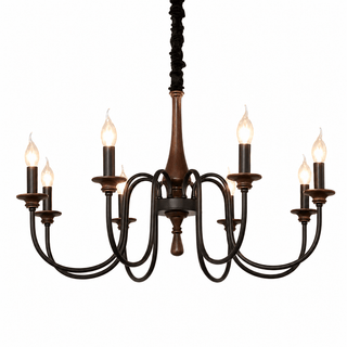 Wood Iron Candle Chandelier-Neutral Decor