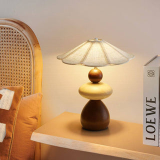 Wood Pebble Table Lamp-Neutral Decor