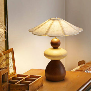 Wood Pebble Table Lamp-Neutral Decor