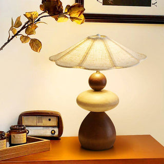 Wood Pebble Table Lamp-Neutral Decor