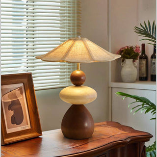 Wood Pebble Table Lamp-Neutral Decor