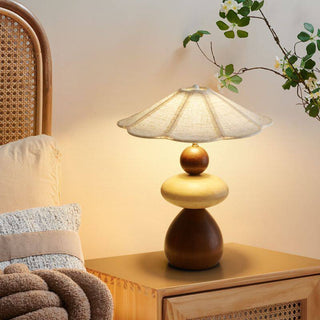 Wood Pebble Table Lamp-Neutral Decor