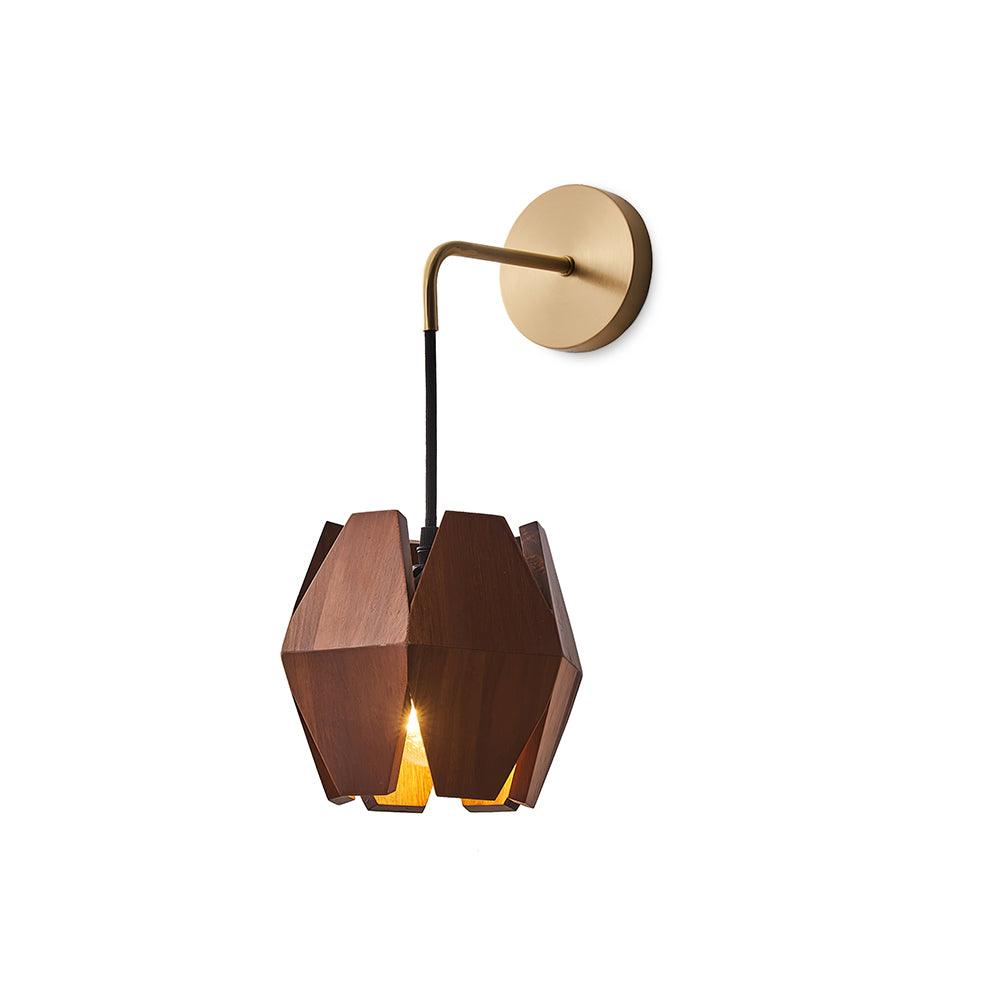 Wall Lamp Geometric Wood Shade Warm Glow Nordic Minimalist Accent-Neutral Decor
