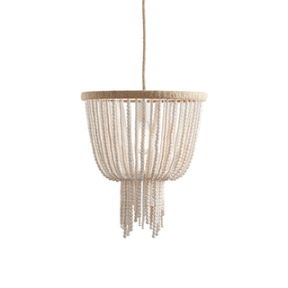 Himinuvyi Lustre en Bois, Corde et Métal à Perles Moderne