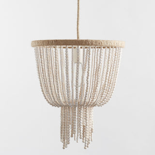 Himinuvyi Lustre en Bois, Corde et Métal à Perles Moderne