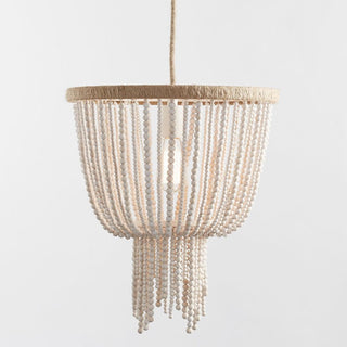 Himinuvyi Lustre en Bois, Corde et Métal à Perles Moderne