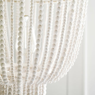 Himinuvyi Lustre en Bois, Corde et Métal à Perles Moderne