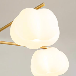 Lustra Lustre Boules de Coton Bois Doré PE