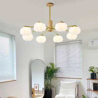 Lustra Lustre Boules de Coton Bois Doré PE