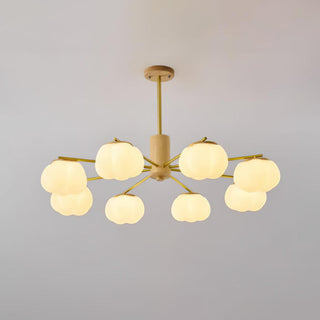 Lustra Lustre Boules de Coton Bois Doré PE
