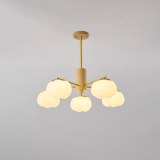 Lustra Lustre Boules de Coton Bois Doré PE