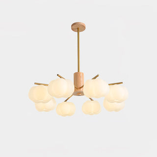 Lustra Lustre Boules de Coton Bois Doré PE