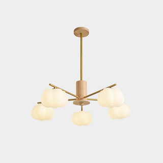 Lustra Lustre Boules de Coton Bois Doré PE