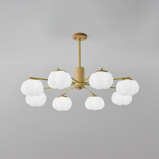 Lustra Lustre Boules de Coton Bois Doré PE