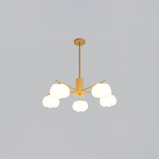 Lustra Lustre Boules de Coton Bois Doré PE