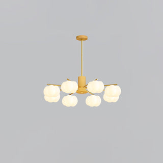 Lustra Lustre Boules de Coton Bois Doré PE