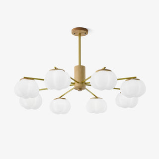 Lustra Lustre Boules de Coton Bois Doré PE